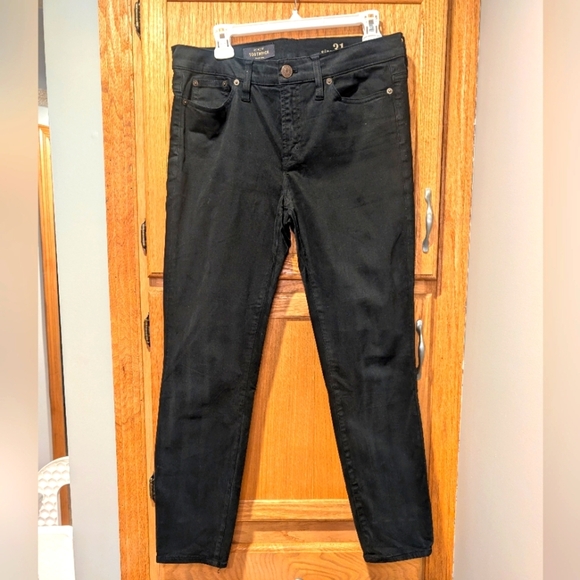 J Crew 9" High Rise Toothpick Ankle‎ Skinny Jeans Womens Size 31 Stretch Black - Picture 1 of 8